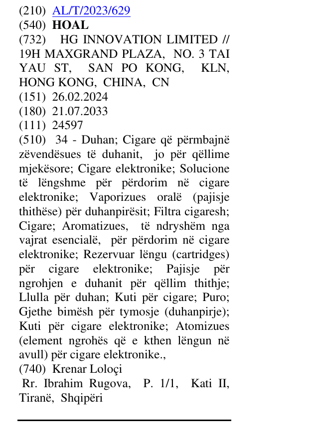 Zëri i markës HOAL në buletin