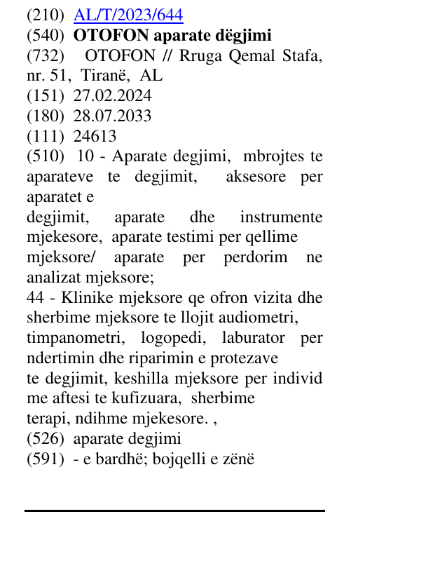 Zëri i markës OTOFON aparate dëgjimi në buletin