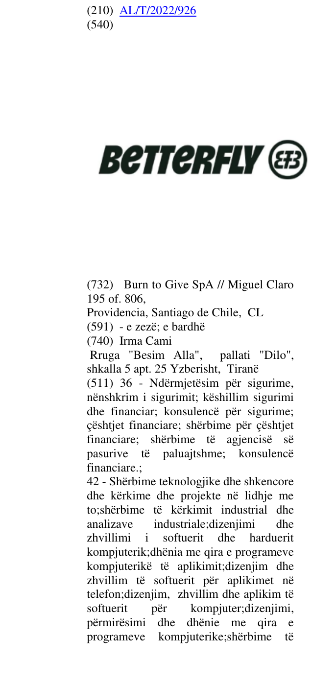 Zëri i markës BETTERFLY në buletin
