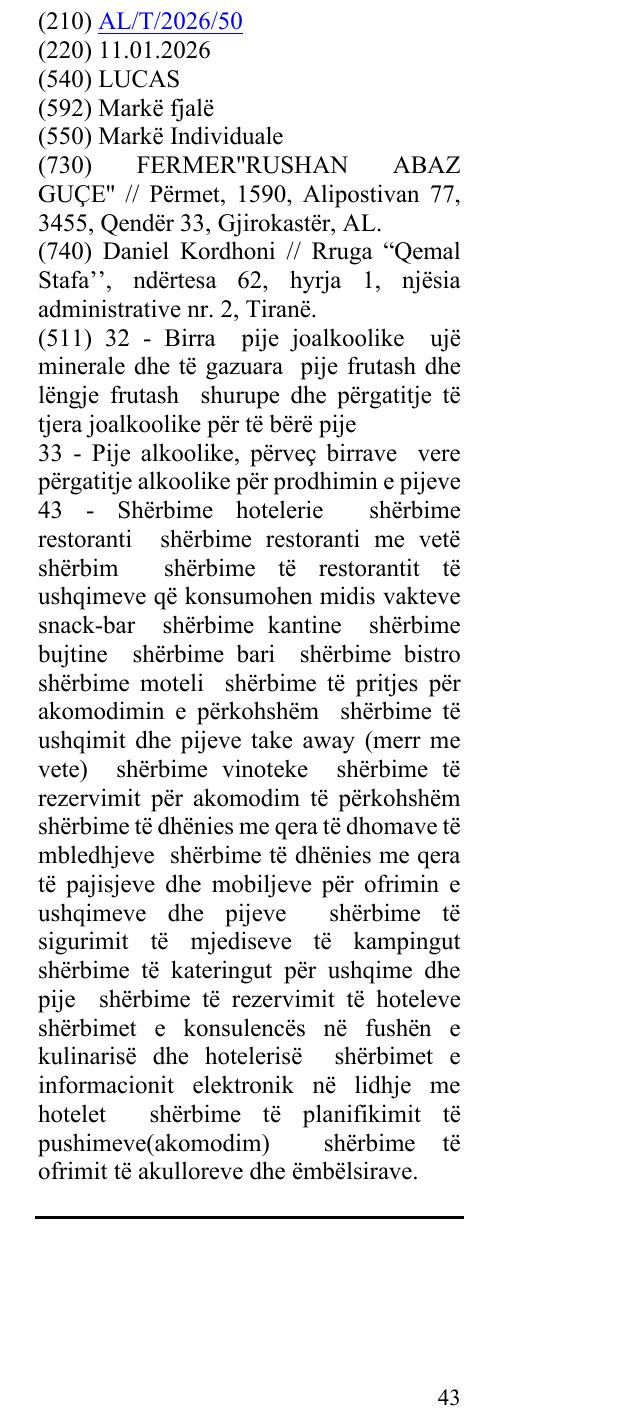 Zëri i markës LUCAS në buletin
