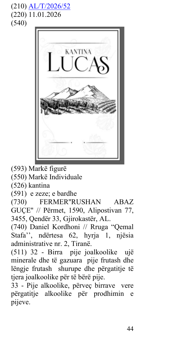 Zëri i markës kantina në buletin