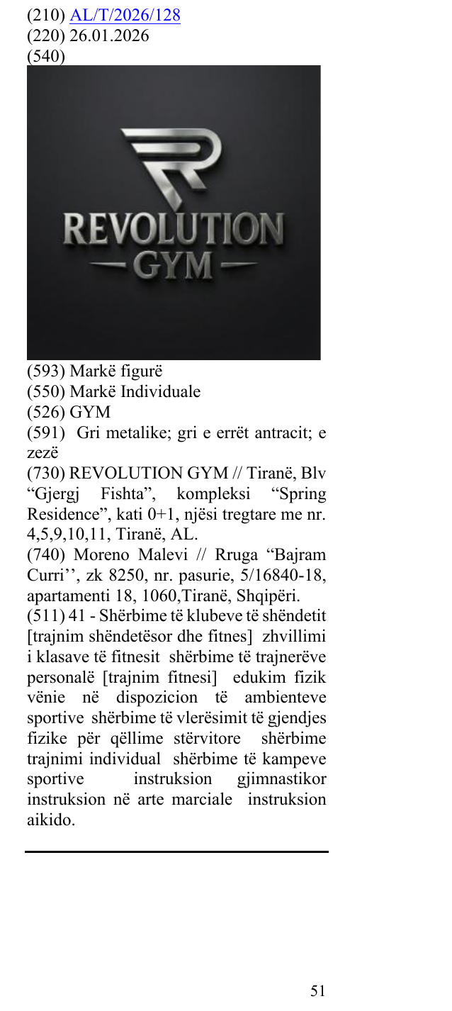 Zëri i markës GYM në buletin
