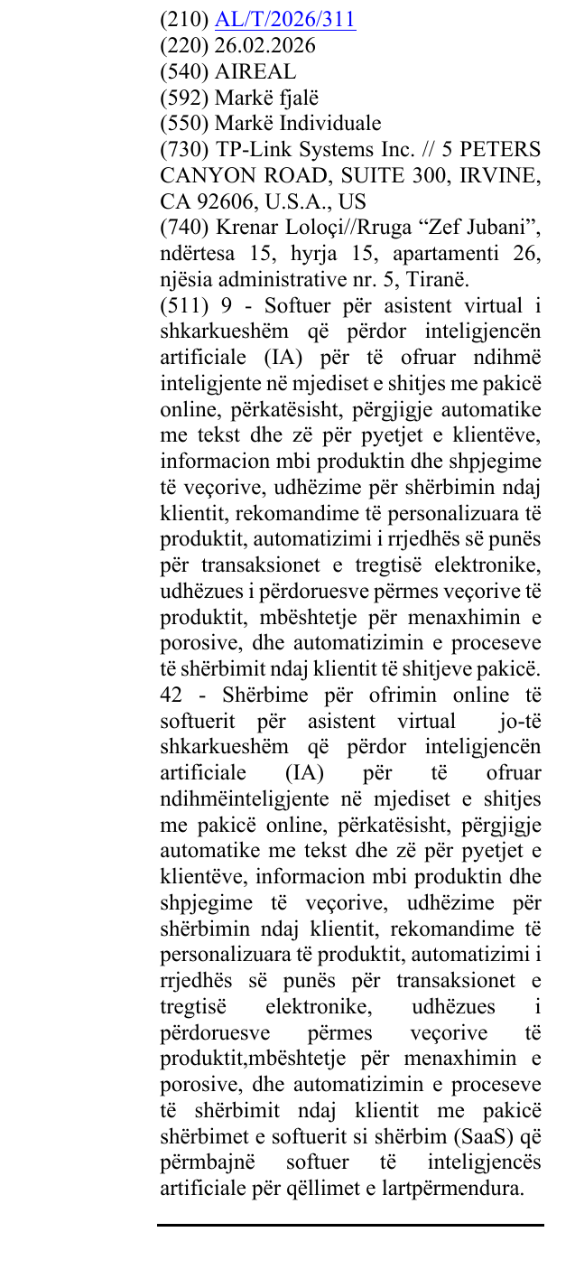 Zëri i markës AIREAL në buletin