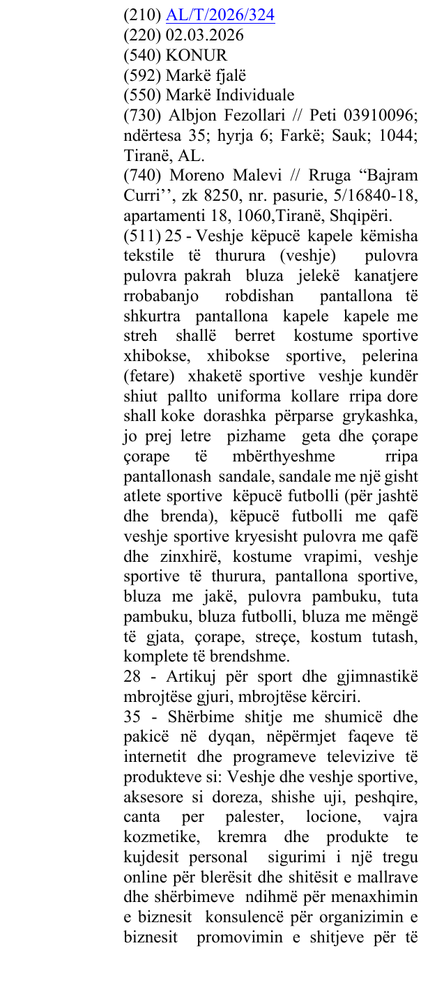 Zëri i markës KONUR në buletin