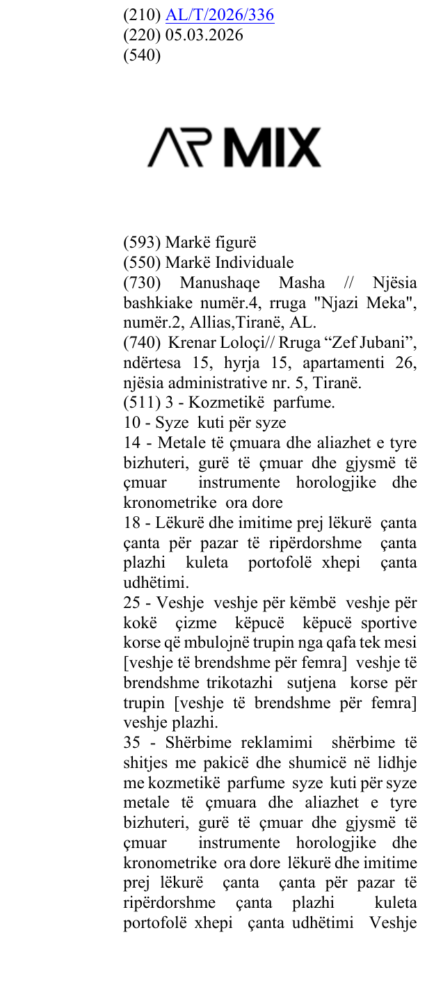 Zëri i markës AR MIX në buletin