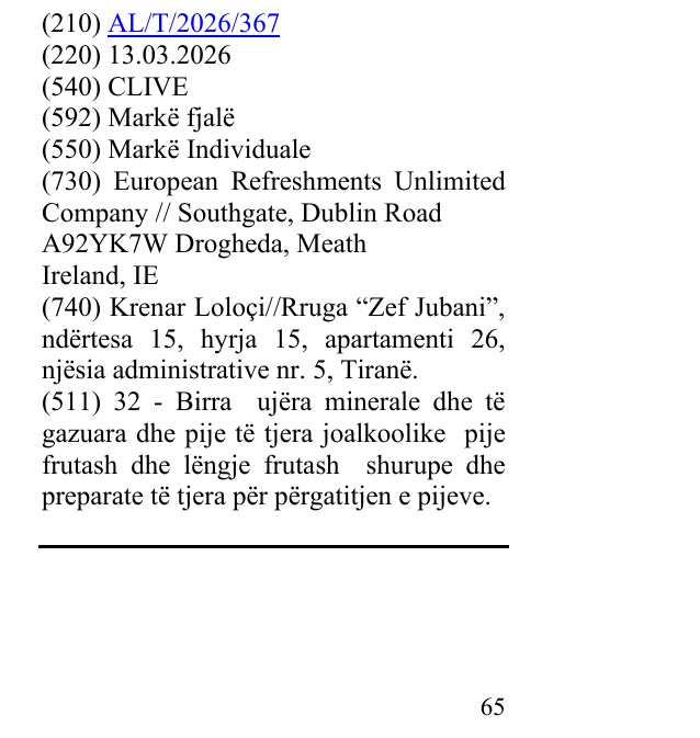 Zëri i markës CLIVE në buletin