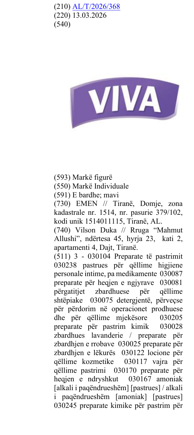 Zëri i markës VIVA në buletin