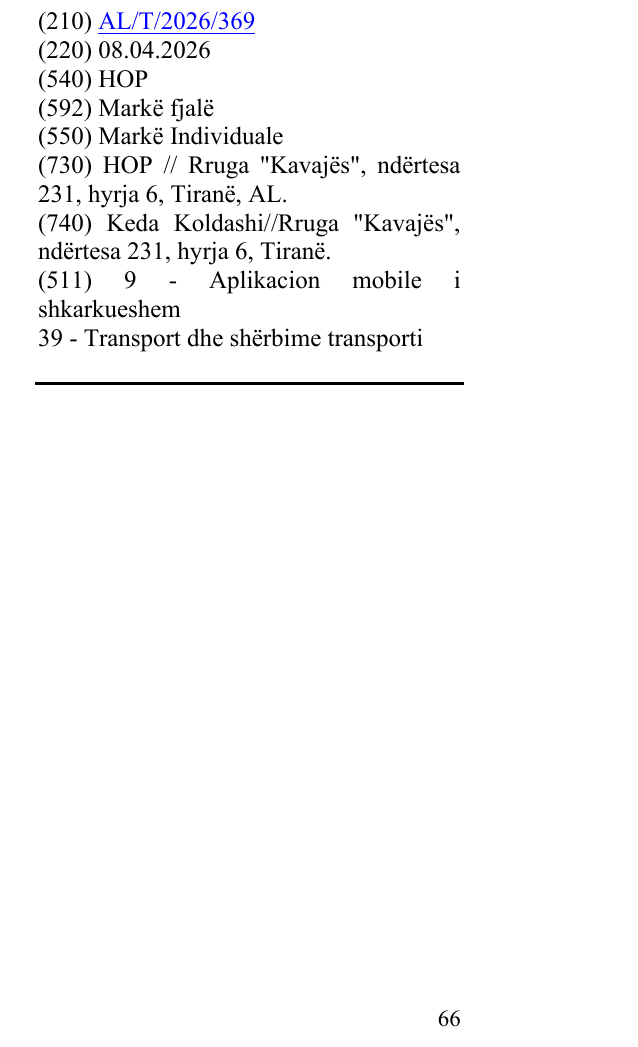 Zëri i markës HOP në buletin