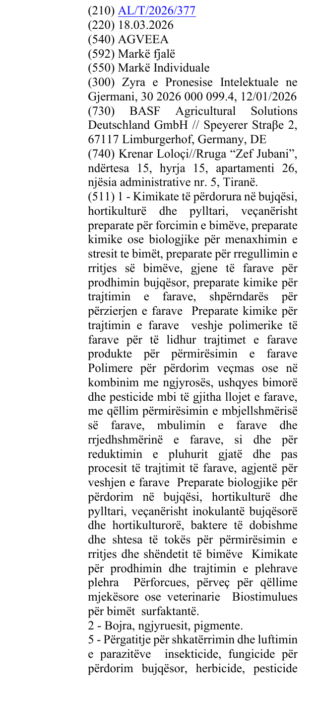 Zëri i markës AGVEEA në buletin