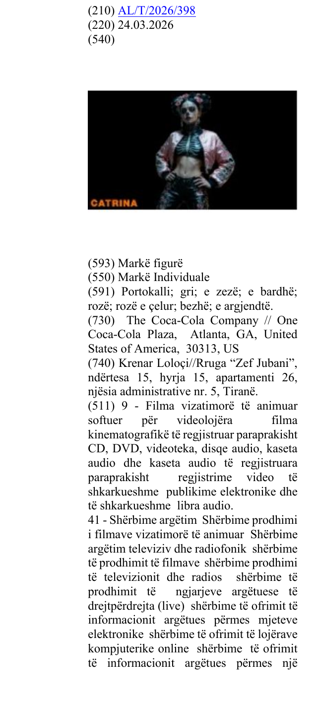 Zëri i markës CATRINA në buletin