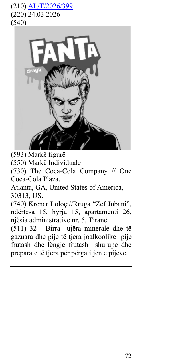 Zëri i markës FANTA DRAYK në buletin