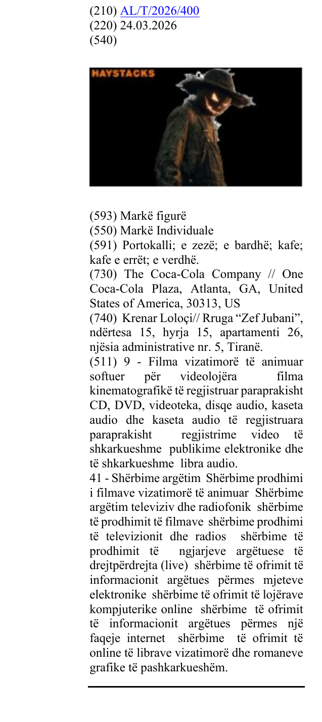 Zëri i markës HAYSTACKS në buletin