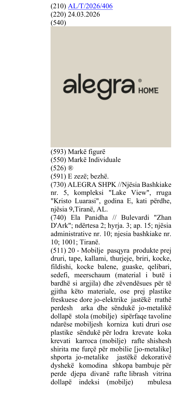 Zëri i markës ® në buletin