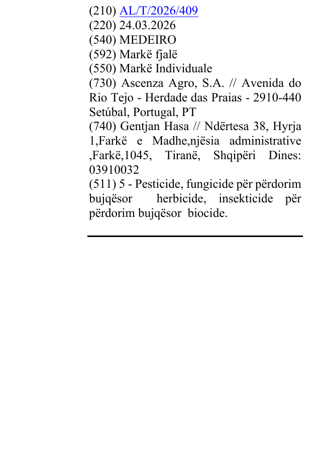 Zëri i markës MEDEIRO në buletin