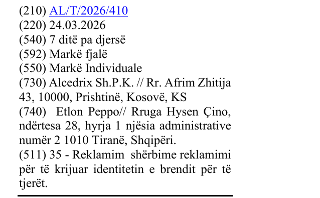 Zëri i markës 7 ditë pa djersë në buletin