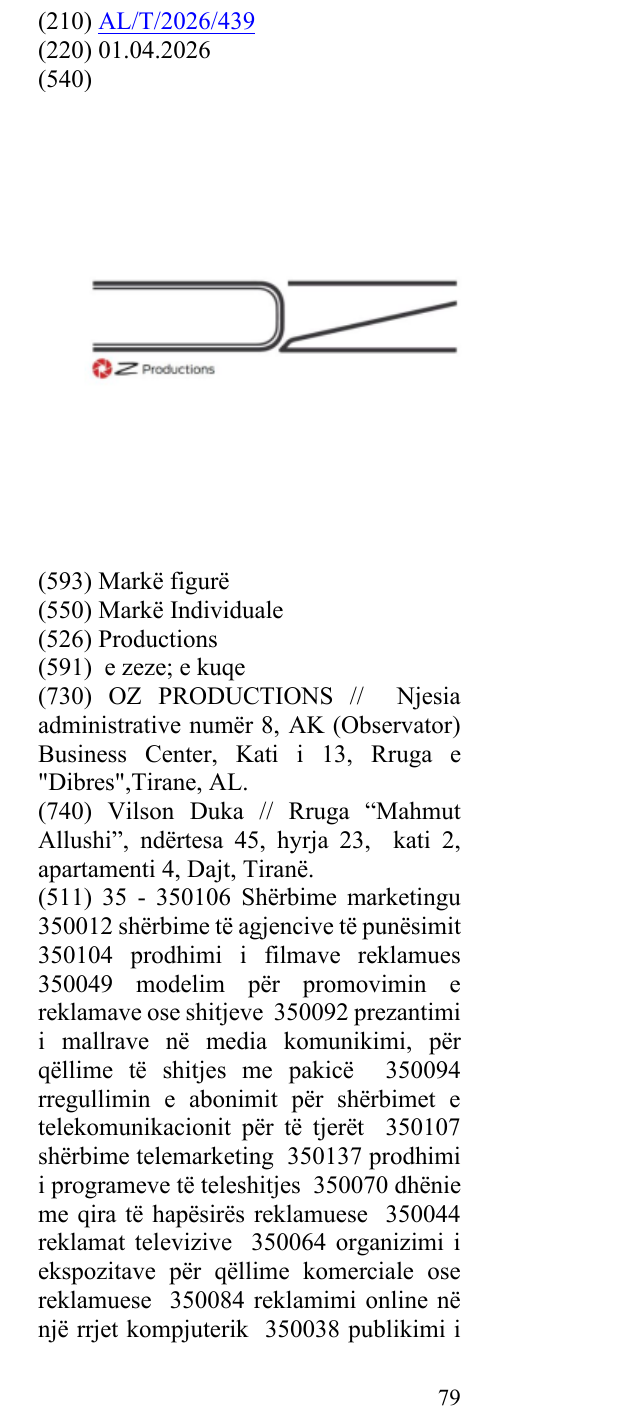 Zëri i markës Productions në buletin