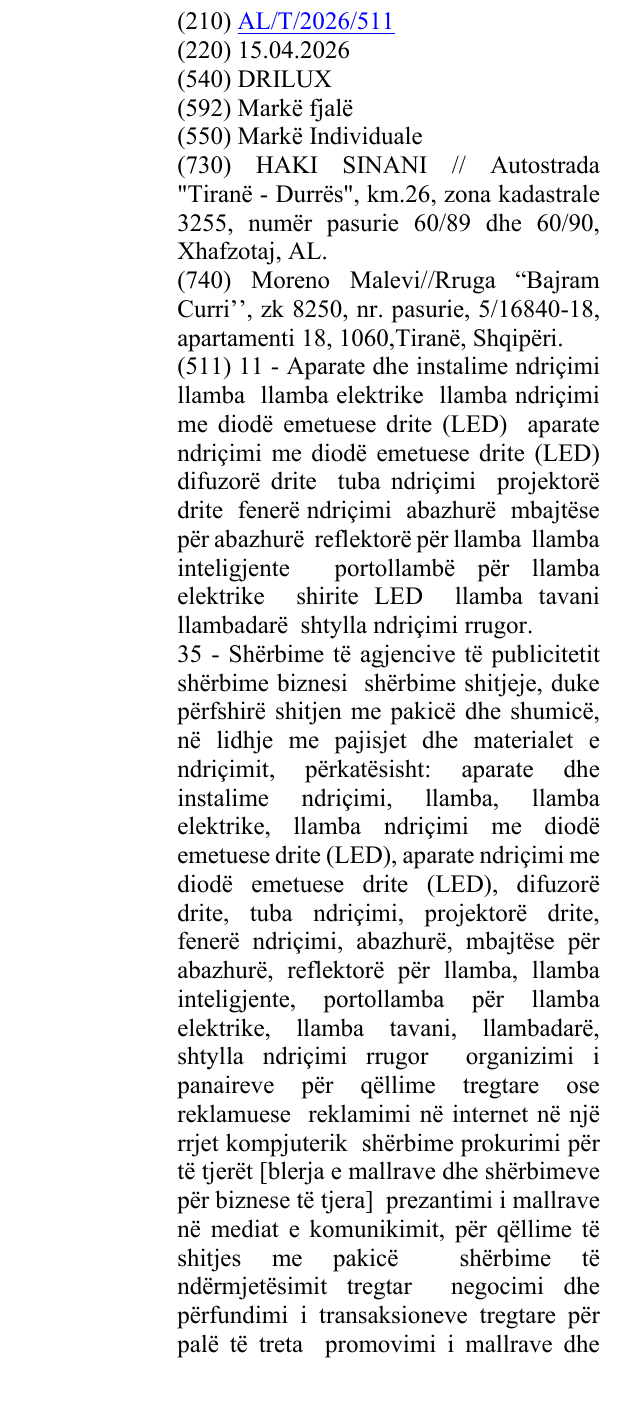 Zëri i markës DRILUX në buletin