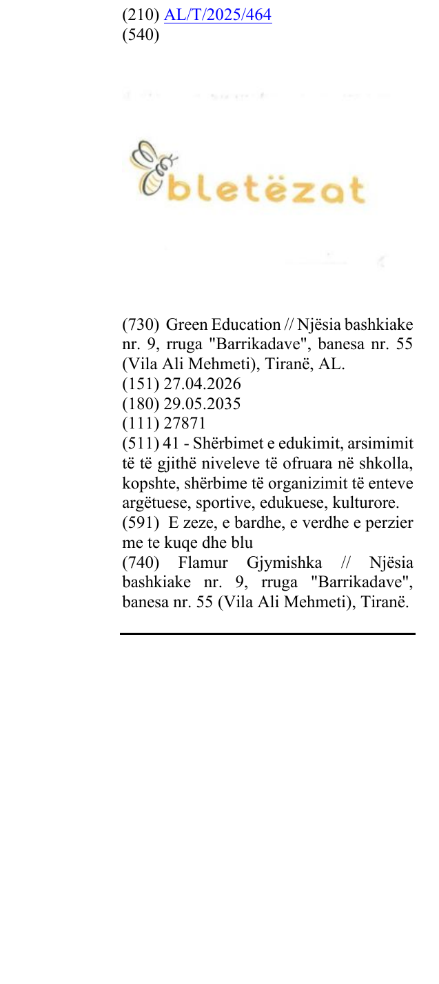 Zëri i markës Bletëzat në buletin