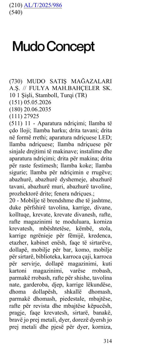 Zëri i markës Mudo Concept në buletin