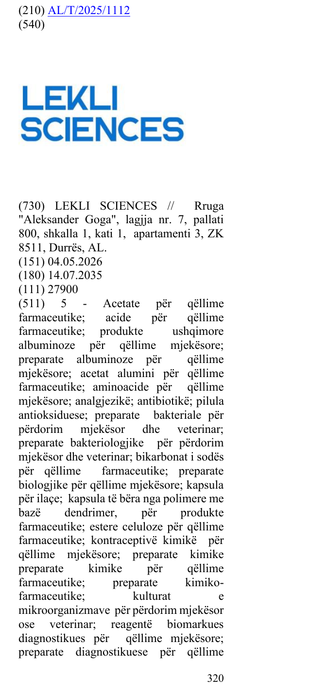 Zëri i markës SCIENCES në buletin