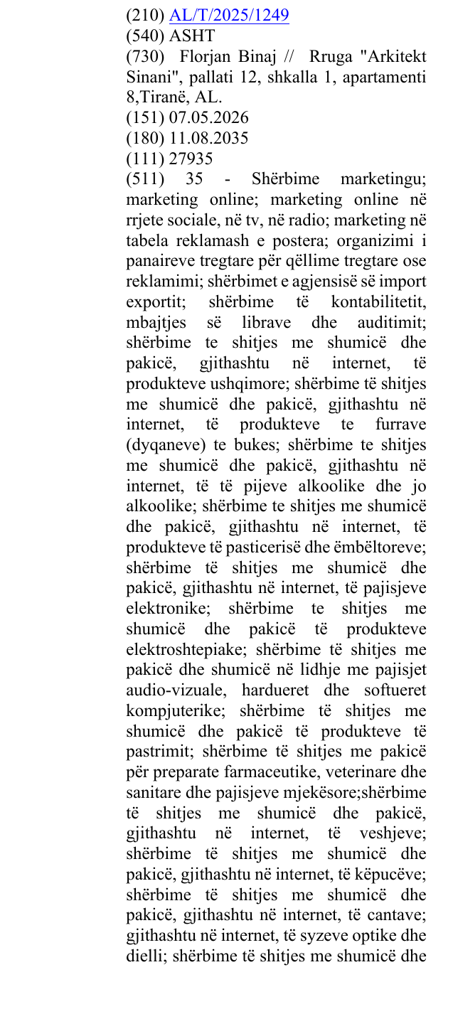 Zëri i markës ASHT në buletin