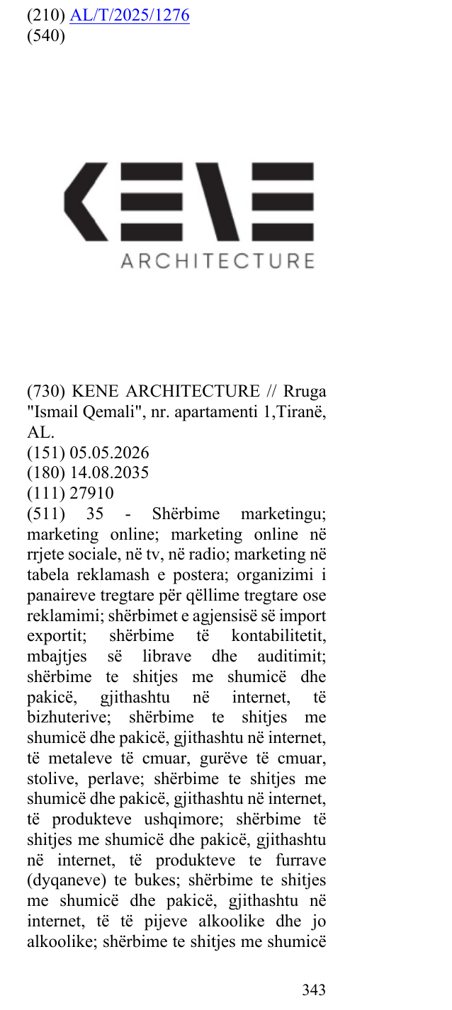 Zëri i markës ARCHITECTURE në buletin