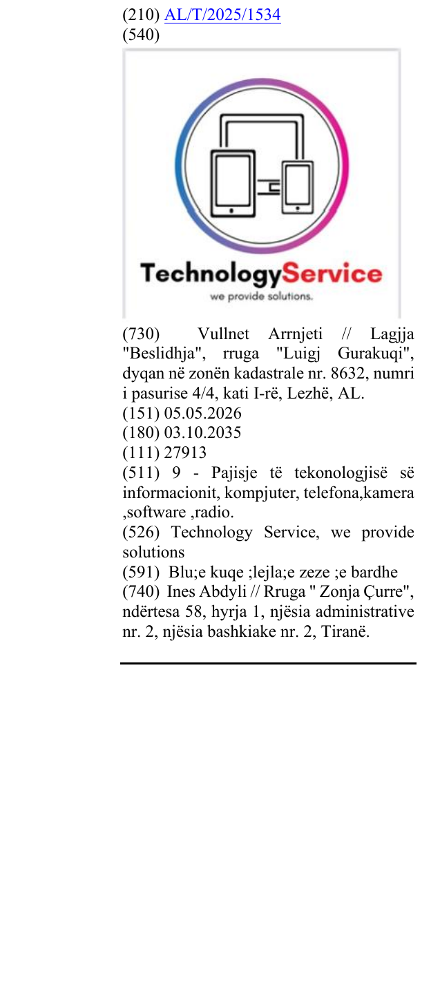 Zëri i markës Technology Service, we provide solutions në buletin