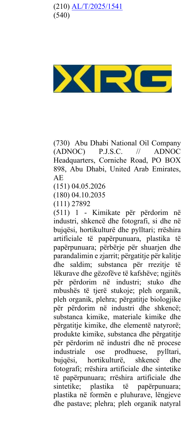 Zëri i markës XRG në buletin