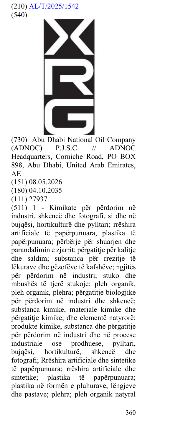Zëri i markës XRG në buletin