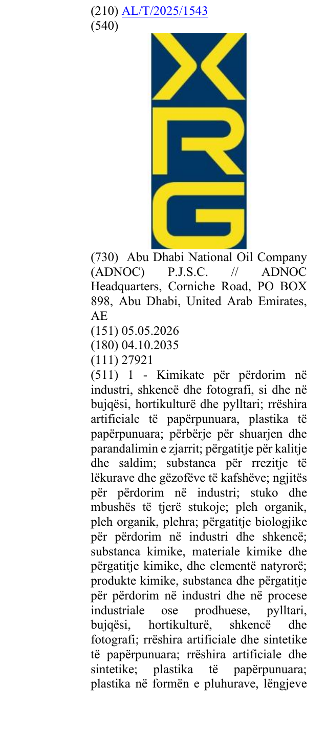 Zëri i markës XRG në buletin