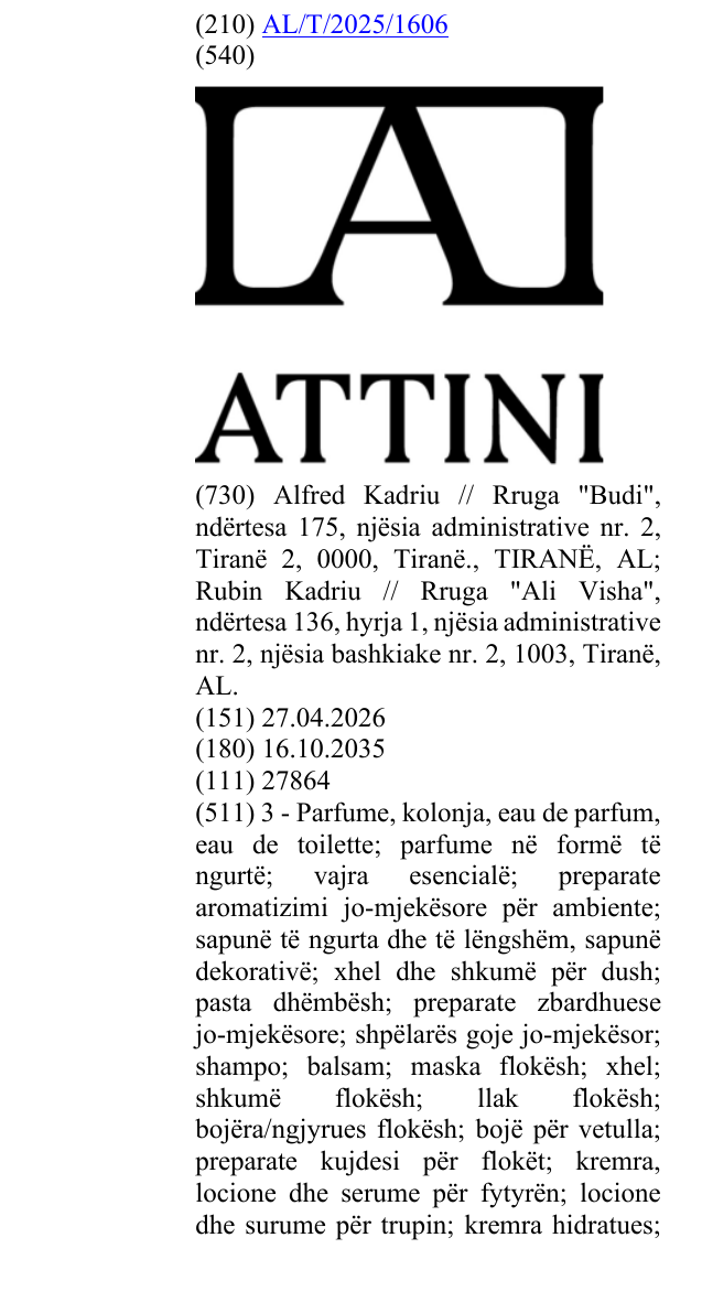 Zëri i markës ATTINI në buletin