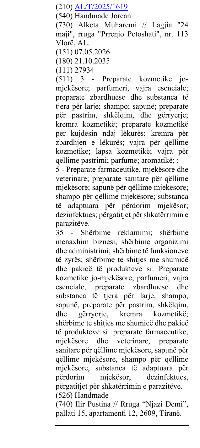 Zëri i markës Handmade Jorean në buletin