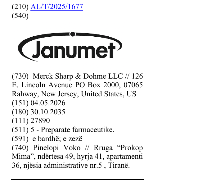 Zëri i markës Janumet në buletin