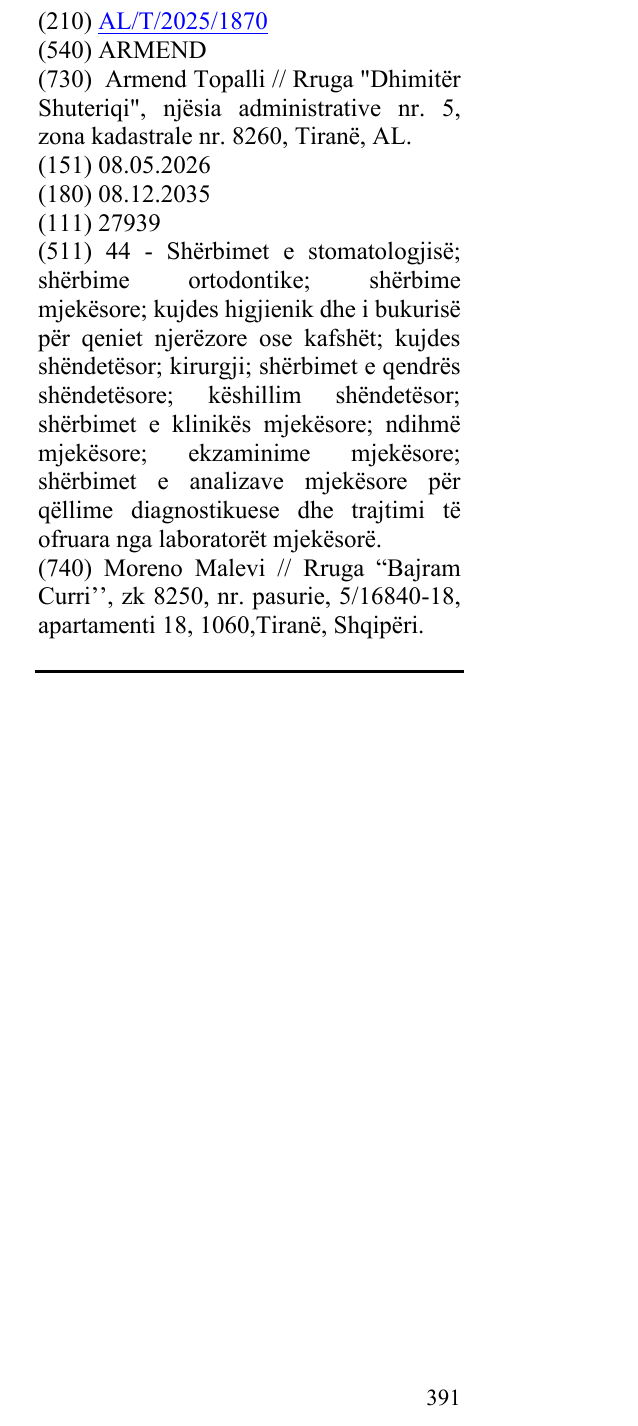 Zëri i markës ARMEND në buletin