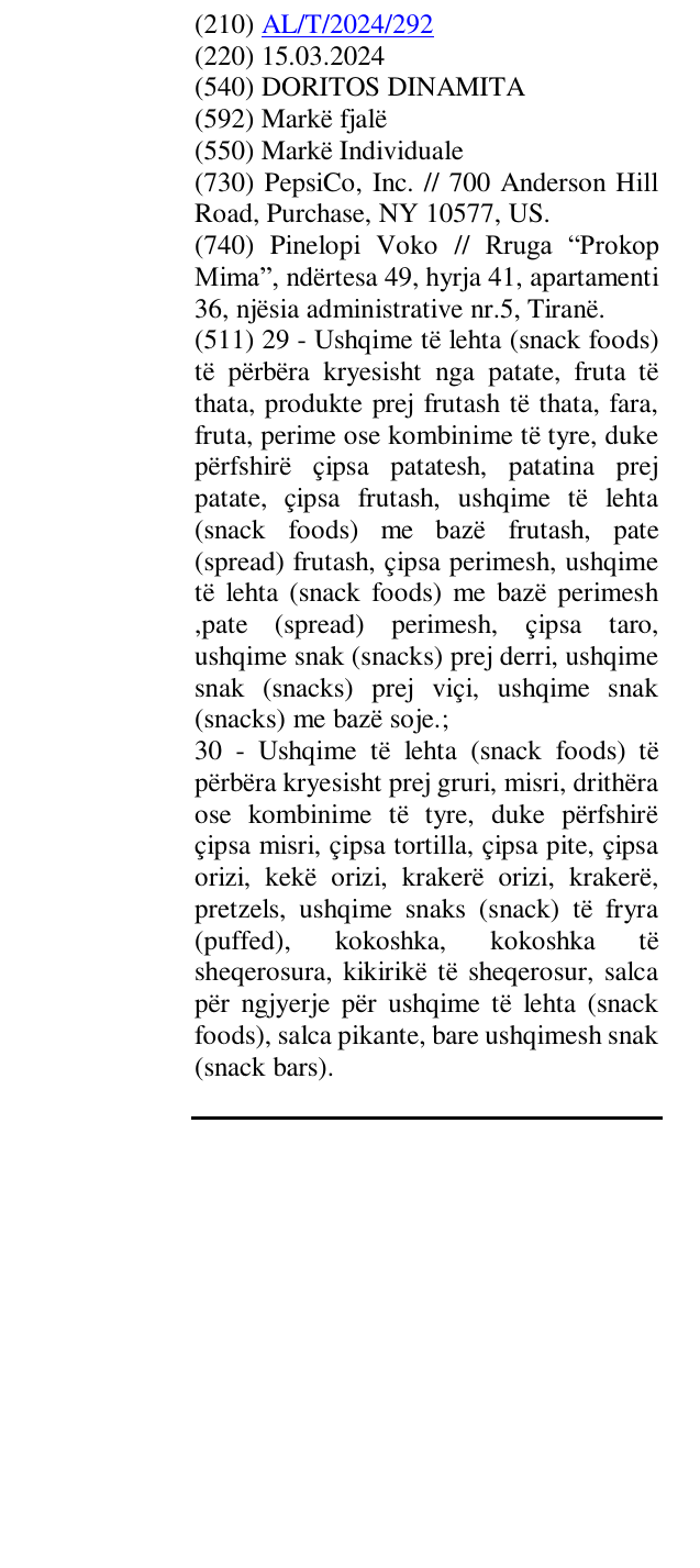 Zëri i markës DORITOS DINAMITA në buletin