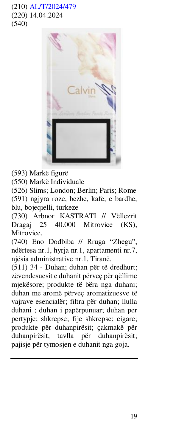 Zëri i markës Slims; London; Berlin; Paris; Rome në buletin