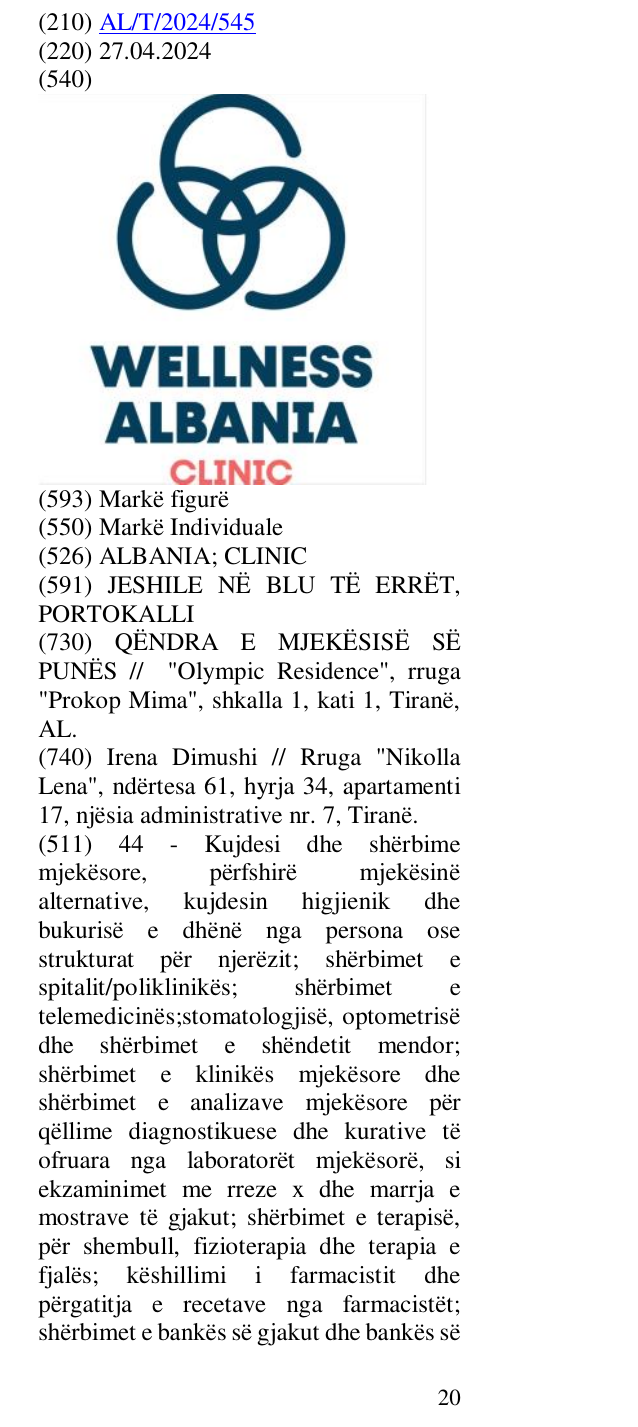Zëri i markës ALBANIA; CLINIC në buletin