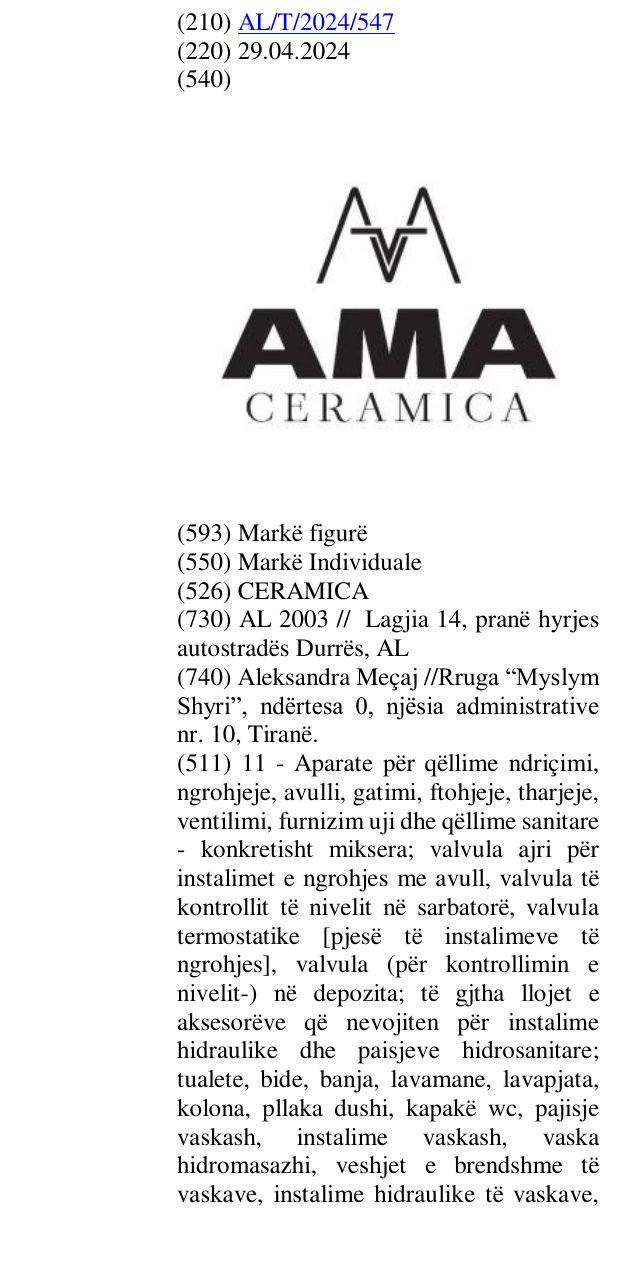 Zëri i markës CERAMICA në buletin