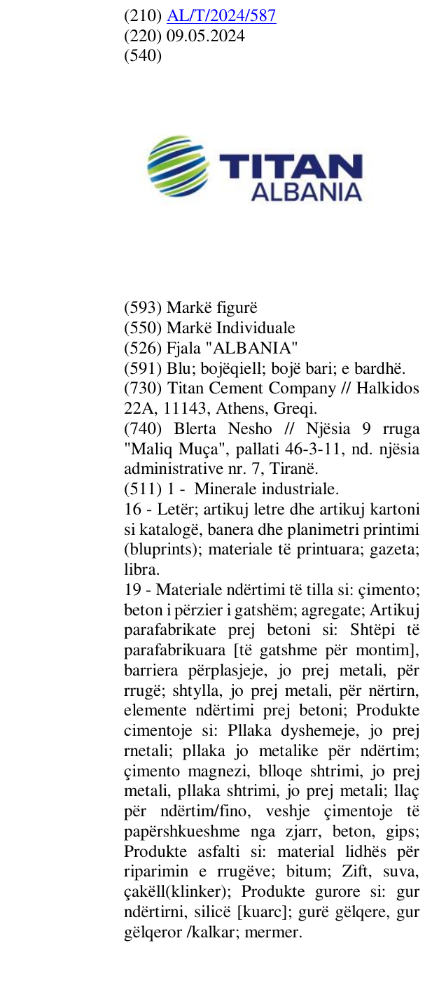Zëri i markës Fjala "ALBANIA" në buletin