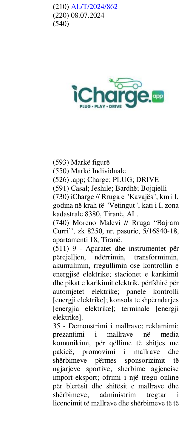 Zëri i markës .app; Charge; PLUG; DRIVE në buletin