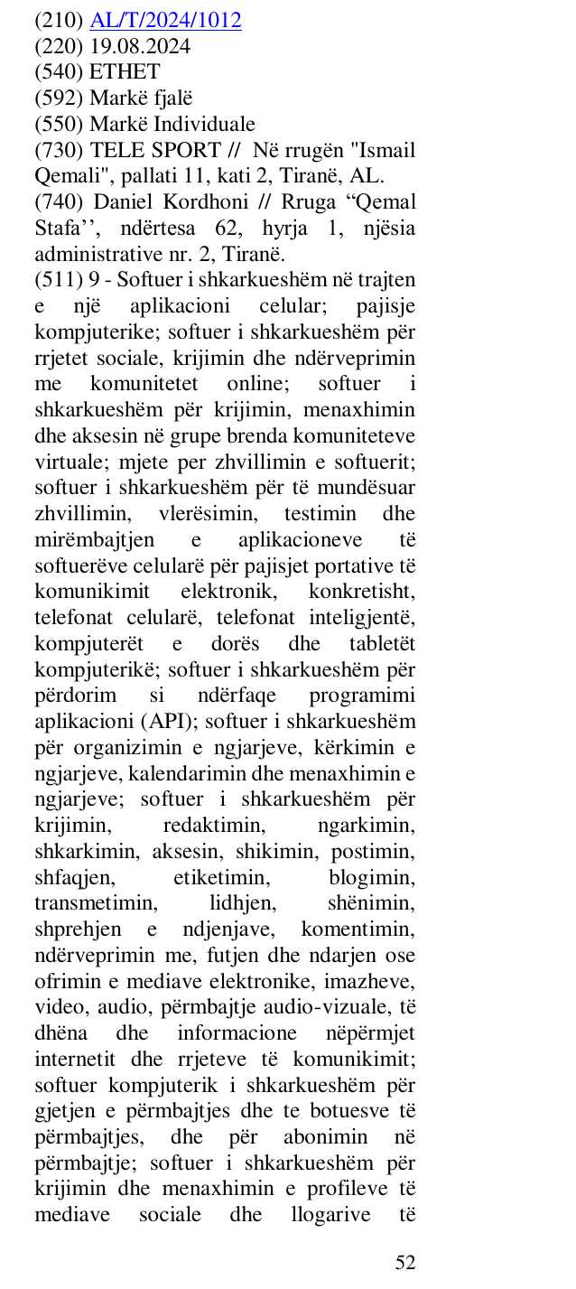 Zëri i markës ETHET në buletin
