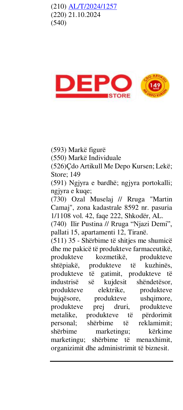 Zëri i markës Çdo Artikull Me Depo Kursen; Lekë; Store; 149 në buletin