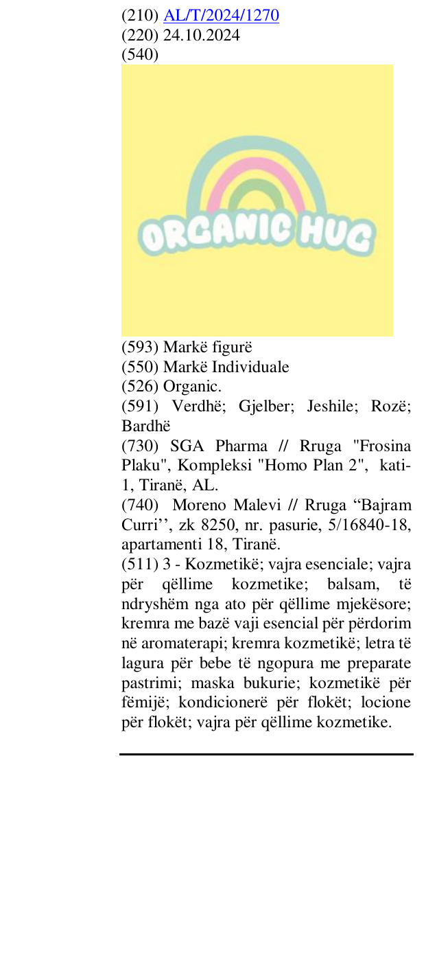 Zëri i markës Organic. në buletin