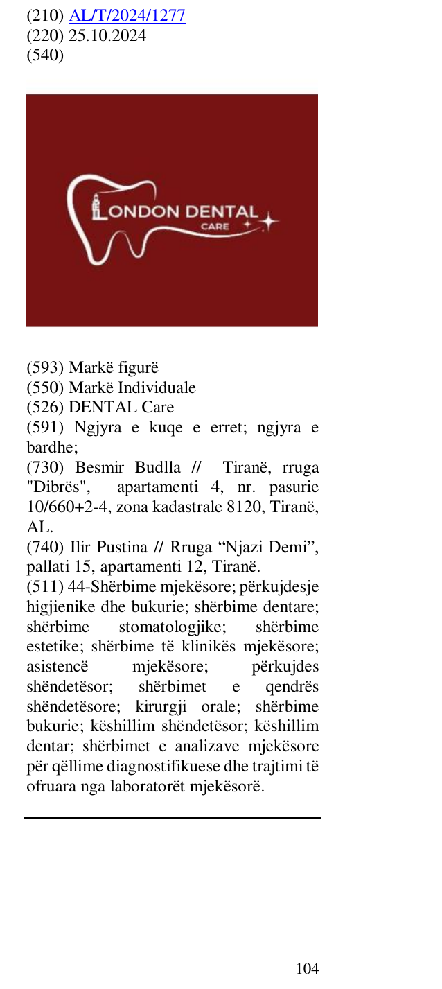 Zëri i markës DENTAL Care në buletin