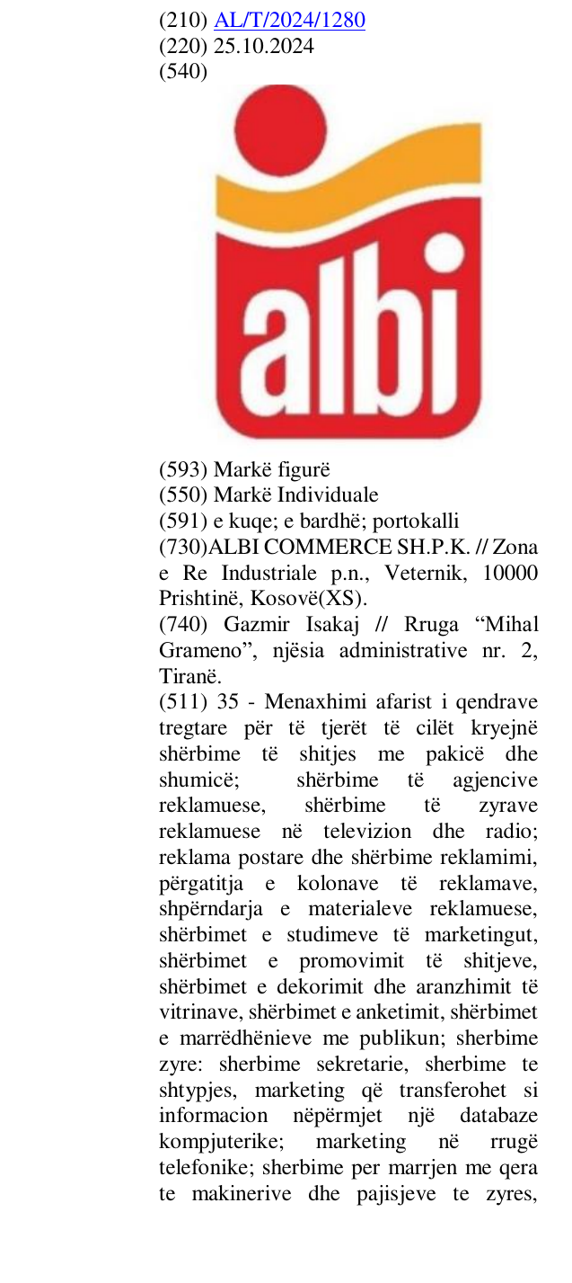 Zëri i markës ALBI në buletin