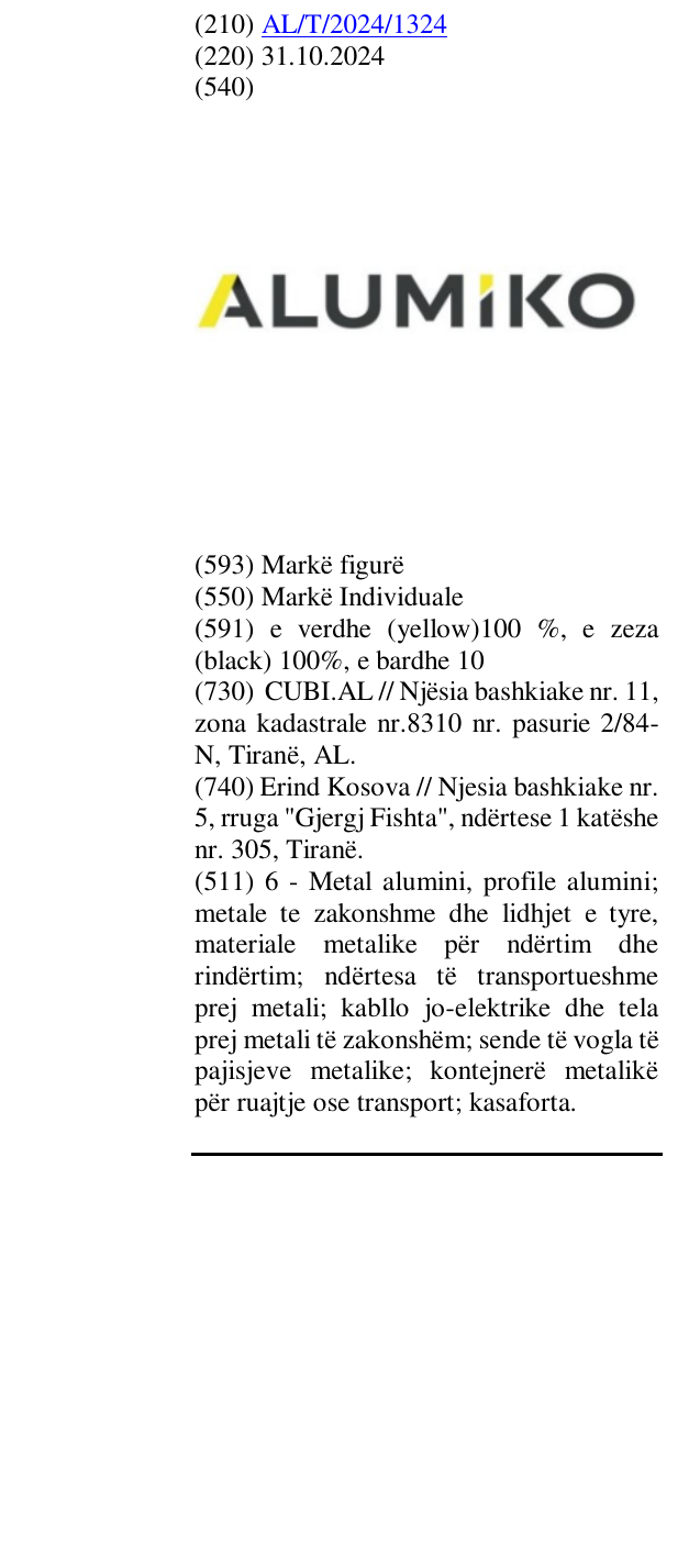 Zëri i markës ALUMIKO në buletin