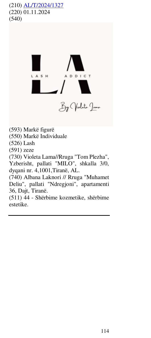 Zëri i markës Lash në buletin