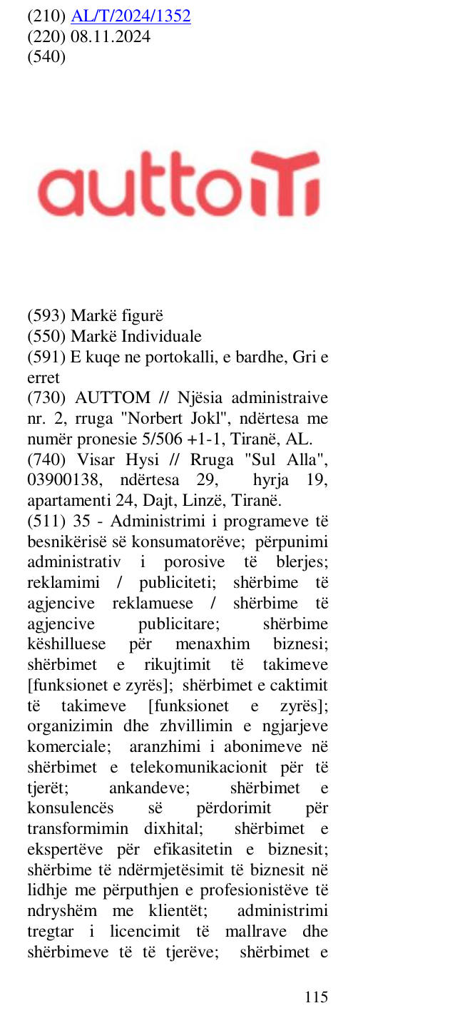 Zëri i markës AUTTOM në buletin