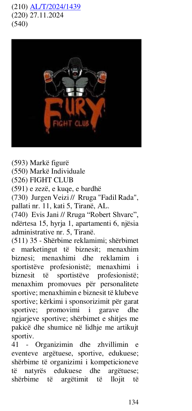 Zëri i markës FIGHT CLUB në buletin