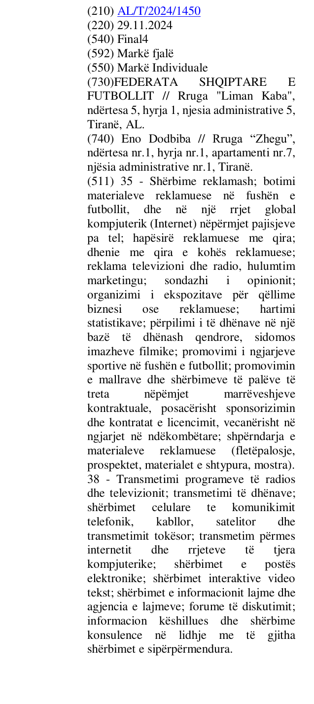Zëri i markës Final4 në buletin